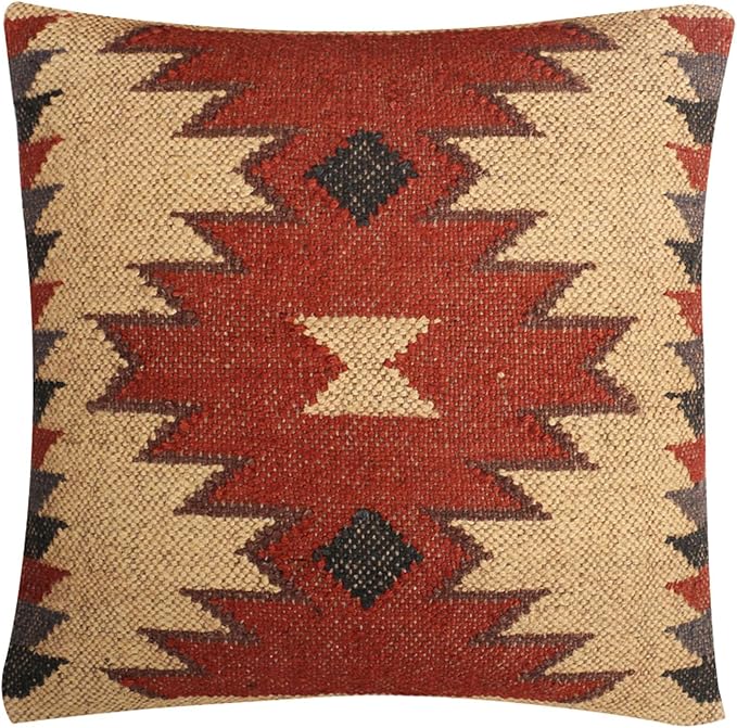 Set of 4 Wool Jute Vintage Kilim Cushion Covers,Home Decor Pillowcases Handwoven Turkish Pillow Decorative Throw Pillow Covers (Multicolor-6)
