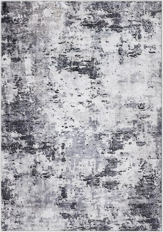 ROYHOME Modern Abstract 2x3 Area Rug Non Slip Non Shedding Low Pile Stain Resistant Rug for Entryway Kitchen Bedroom,Grey