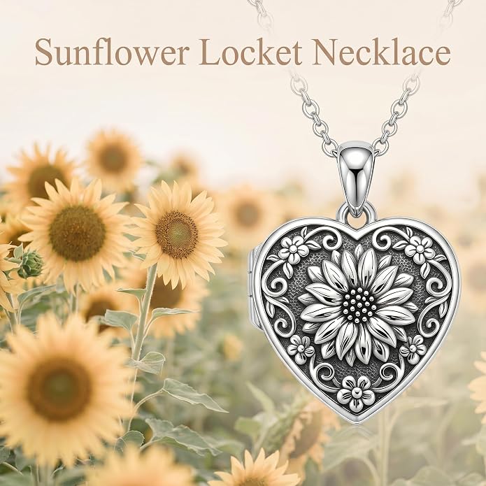 PELOVNY Locket Necklace That Holds Pictures 925 Sterling Silver Photo Locket Pendant Birthday Christmas Memorial Jewelry Gifts for Women Men