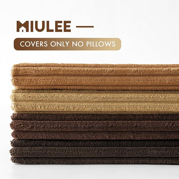 MIULEE Boho Farmhouse Throw Pillow Covers 20x20 Inch Set of 4 Rustic Mordern Neutral Cushion Covers Soft Corduroy Nordic Fall Home Decor for Couch Bed Sofa Living Room Camel Brown