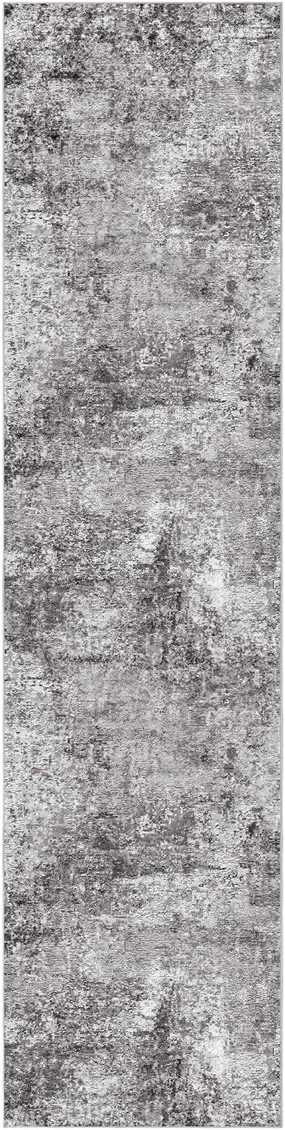 DMOYEST Washable Runner Rug for Hallway: 3x12 Neutral Modern Abstract Low Pile Area Rug with Non-Slip Backing - Carpet for Bedroom Kitchen Laundry Entryway Bathroom Indoor - Grey
