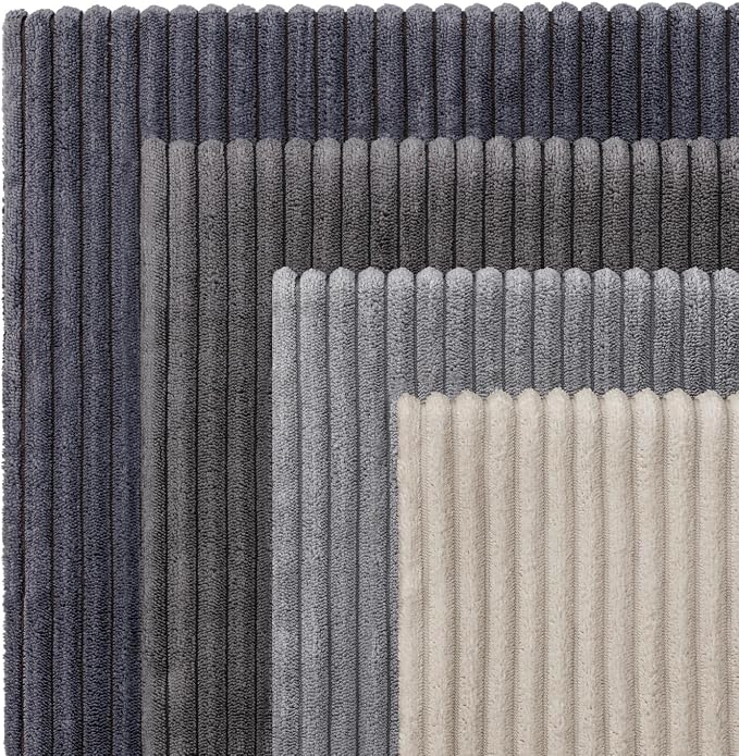 EMEMA Neutral Grey Decorative Throw Pillow Covers 16x16 Inch Set of 4 Boho Farmhouse Corduroy Striped Square Pillow Case,Western Modern Cushion Covers for Couch Bed Livingroom Home Decor