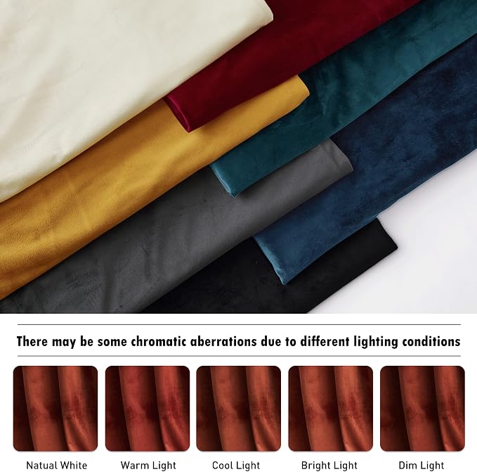 RYB Home Rust Red Velvet Curtains 108 inches Long, Thermal Insulated Panel for Bedroom Room Darkening Window Treatment for Holiday Backdrop Privacy Drapes for Guest Room, W52 x L108, 2 Panels