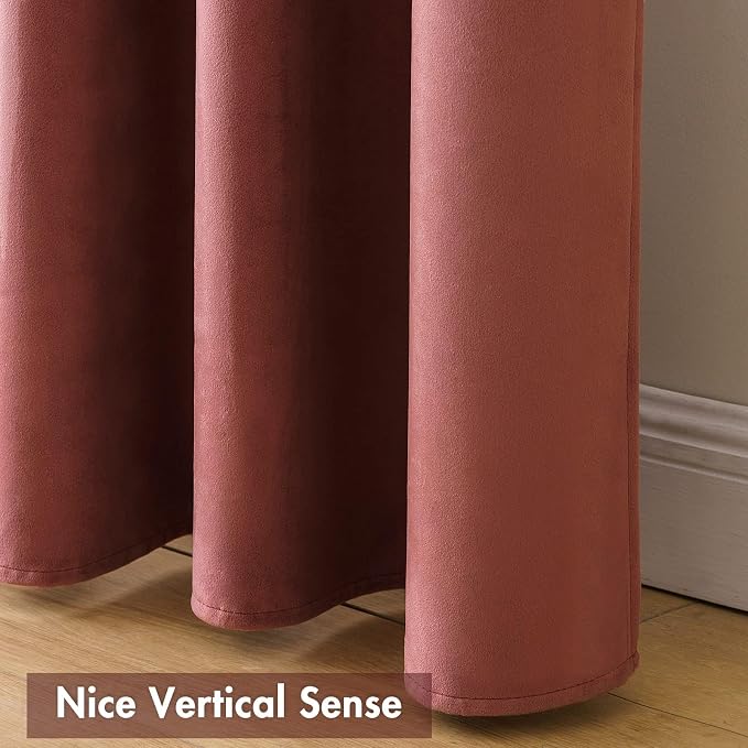 MIULEE Dusty Rose Pink Blackout Velvet Curtains Drapes 84 Inch Long 66"x84" | Luxurious Bedroom Living Room Decor, Room Darkening, Thermal Insulated, Rod Pocket Design, Super Soft Fabric