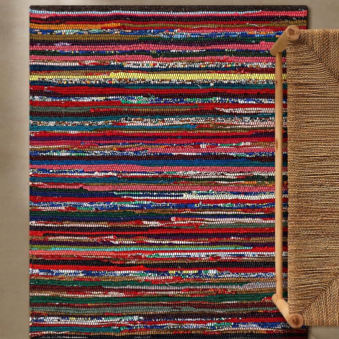 Chindi Rug 3x5, Boho Living Room Woven Braided Multicolor Area Rugs 3x5, Bohemian Colorful Recycled Cotton Rag Rugs for Farmhouse, Bedroom, Dining Room, Classroom, Hallway
