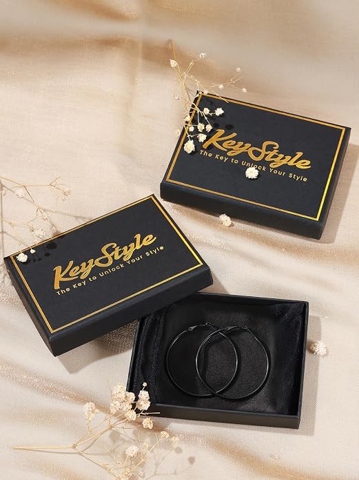 KeyStyle Gold Hoop Earrings for Women, Stainless Steel Hoops Earring Lightweight Loops, 2 mm Thick Hypoallergenic Circle Endless Thin Hoop (20/30/40/50/60/70/80/90/mm)