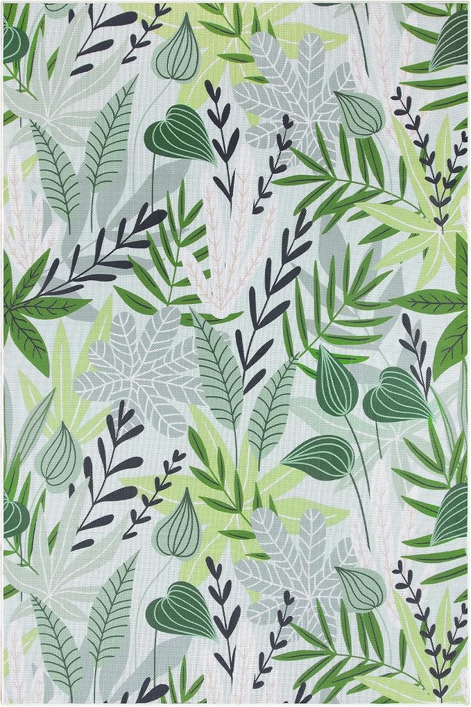 Lahome Leaf Indoor Outdoor Rugs, 6x9ft Non Slip Outdoor Patio Rug for Camping Picnic, Soft Outdoor Area Rug for Balcony Deck Backyard, Washable RV Outdoor Rugs for Living Room Bedroom,Green