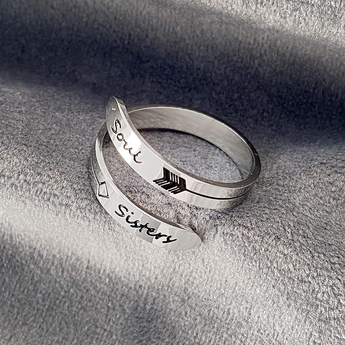 Vrycot Adjustable silvery Inspirational Stainless Steel Adjustable Bands Cool Stacking Opening Gift for Women Statement