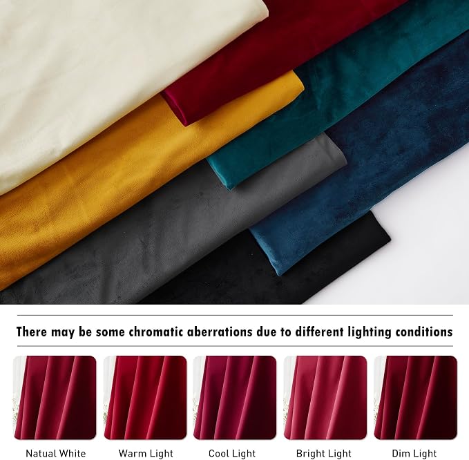 RYB HOME Red Velvet Curtains 84 inches for Bedroom - Light & Heat Block Back Tabs Window Treatment Energy Efficient Privacy Protection Drapes for Farmhouse, Living Room, Ruby Red, W52 x L84, 2 Panels