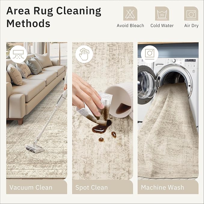 Soalmost Hallway Runner Rug 3x16 - Vintage Non Slip Washable 16ft Kitchen Runner for Entrance Soft Long Carpet Runners for Living Room Bedroom Dining Room, Beige