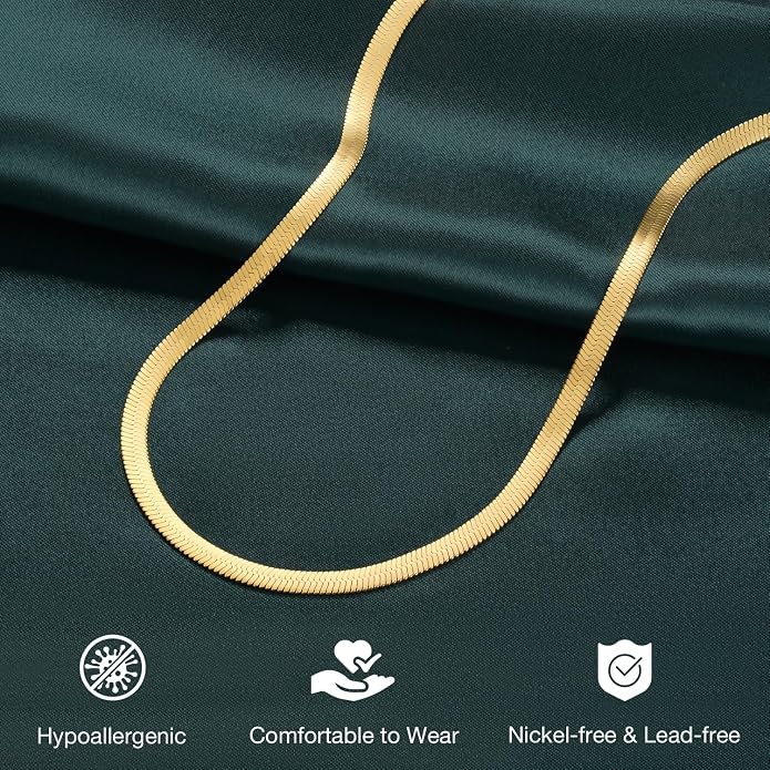 Jewlpire 925 Sterling Silver Plated Rope/Cuban/Paperclip/Herringbone Chain Necklaces for Women, 18K Gold Plated Chain Necklace,Hypoallergenic Women's Chain Necklaces 16+3 Inch