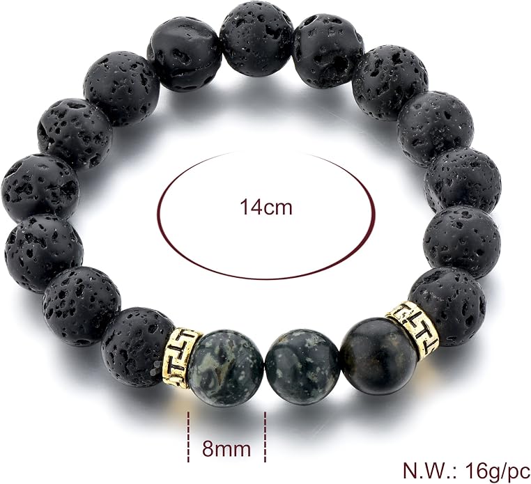 Lava Rock & Chakra Beaded Stone Bracelet Essential Oil Diffuser for Aromatherapy Small 3-6
