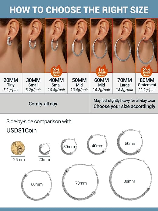 PROSTEEL 30/40/60/80/100mm Chunky Hoop Earrings For Women Gold Plated/Black Stainless Steel Hoops Earrings Statement Jewelry