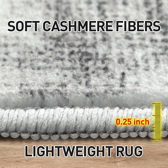 8x10 Area Rugs Washable Rug: Large Modern Abstract Living Room Rug Soft Anti-Skid Thin Carpet Indoor Floor Non-Shedding Carpets for Bedroom Dining Room Farmhouse Nursery Home Office Black Grey