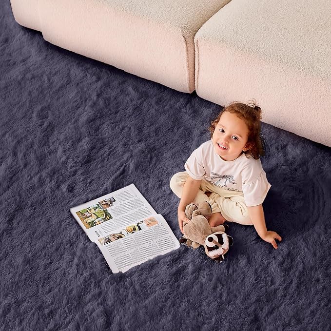 OPPODREAM 5x7 Greyish Purple Rugs for Bedroom, Ultra-Soft Fluffy Area Rugs for Living Room, 5 x 7 Shag Carpet for Nursery, Kids, Girl, Boy, Baby, Plush, Fuzzy, Shaggy, Cute Home Decor