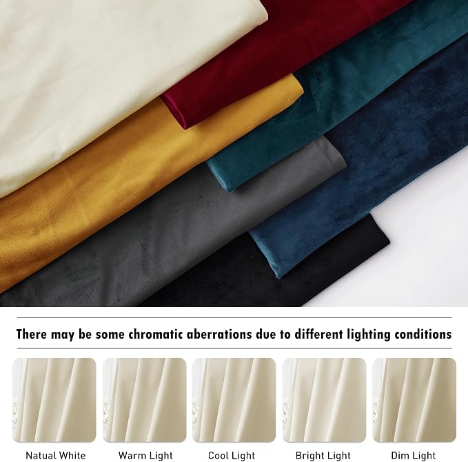 RYB HOME Beige Velvet Curtains 102 inches, Back Tab Soft Fabric Room Darkening Thermal Insulated Luxurious Home Decor Curtains for Living Room Bedroom, W 52" x L 102", 2 Panels Set