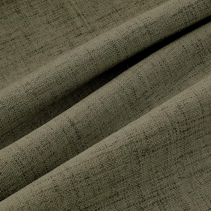 MIULEE 100% Blackout Linen Curtains 42 x 72 Inch Light Olive Green 2 Panels | Thermal Insulated, Room Darkening Drapes for Bedroom Living Room, Back Tab Rod Pocket Pinch Pleated, Solid Luxury Decor