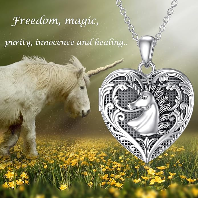 SOULMEET Personalized Silver Locket Necklace That Holds Pictures Photo Keep Someone Near to You, Memorial Custom Lockets Necklaces Letters Engraving for His Her