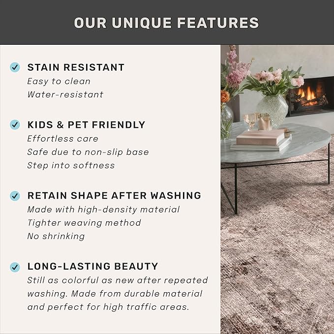 Hazo Haus Terracotta 2x6 Hallway Runner Rug, Non-Slip & Machine Washable Red Brown Rugs for Kitchen, Bathroom, Entrance Indoor, Low Pile & Soft Stain Resistant Farmhouse Decor