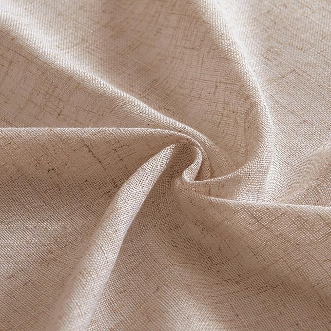 MIULEE Natural Beige Linen Curtains 108 Inches Long 2 Panels for Bedroom Living Room, Soft Linen Textured Window Drapes Semi Sheer Light Filtering Back Tab Rod Pocket Farmhouse Burlap Look Decor