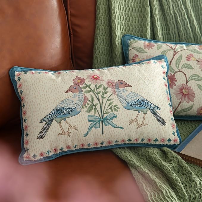 patdrea Designer French Velvet Throw Pillow Cover,Set of 4,-MontebourgABCE | Elegant Lumbar Pillow Case,Navy Blue Floral Pattern,Decorative Cushion Coverfor Couch Living Room Bedroom Sofa