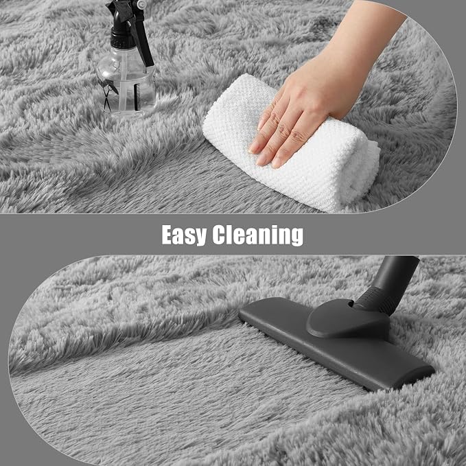 Macgace Fluffy Runner Rug, 2x6 Grey Washable Hallway Area Rugs for Bedroom Living Room Kitchen Laundry, Long Shag Rug with Non Slip Rubber Backing Fuzzy Entryway Carpet Modern Home Decor