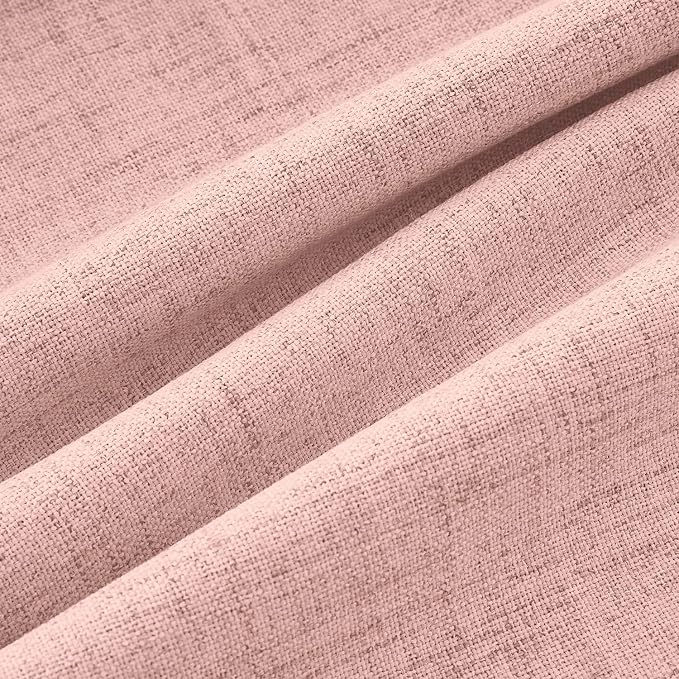 MIULEE 100% Blackout Linen Curtains 42 x 90 Inch Blush Pink 2 Panels | Thermal Insulated, Room Darkening Drapes for Bedroom Living Room, Back Tab Rod Pocket Pinch Pleated, Solid Luxury Decor