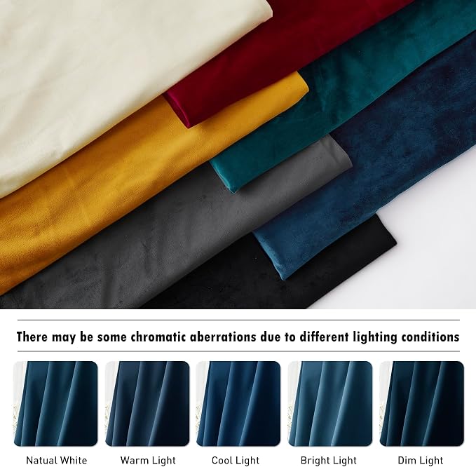 RYB HOME Navy Blue Velvet Curtains 80 inches, Back Tab Soft Fabric Room Darkening Thermal Insulated Luxurious Home Decor Curtains for Living Room Bedroom, W 52" x L 80", 2 Panels Set