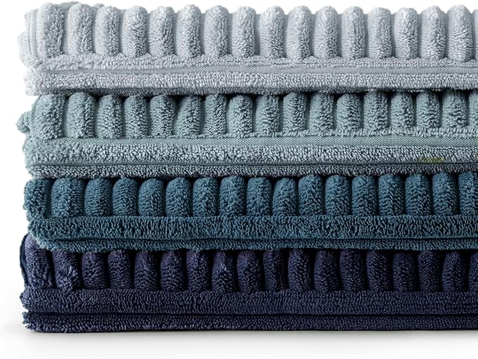 MIULEE Dusty Blue Navy Farmhouse Throw Pillow Covers 16x16 Inch Set of 4 Boho Patchwork Gradient Cushion Cases Western Modern Pillow Cases Corduroy Home Decor for Couch Sofa Living Room Bed