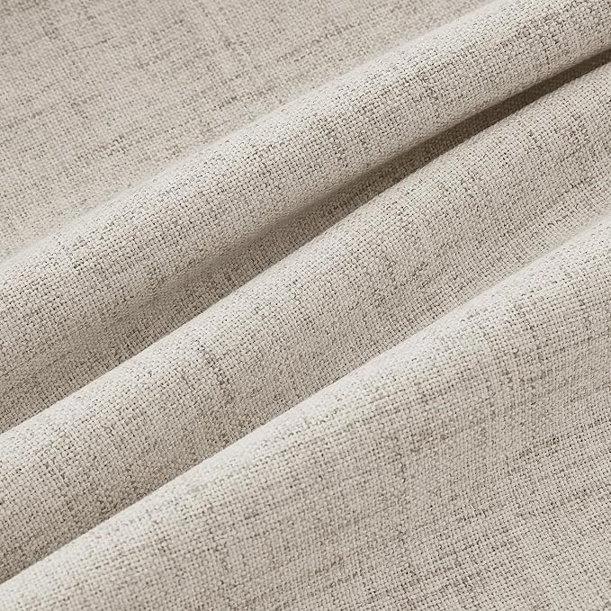 MIULEE 100% Blackout Linen Curtains for Bedroom 42 x 72 Inch Stone 2 Panels | Thermal Insulated, Room Darkening Drapes for Living Room, Back Tab Rod Pocket Pinch Pleated, Solid Luxury Decor