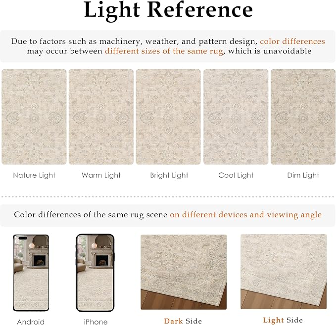 3x5 Cream Washable Area Rug for Entryway Neutral Floral Soft Non Slip Carpet Low Pile Distressed Door Mat for Bathroom Bedroom Entrance Living Room