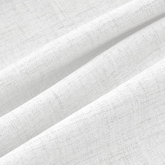 MIULEE 100% Blackout Linen Curtains 42 x 72 Inch Bright White 2 Panels | Thermal Insulated, Room Darkening Drapes for Bedroom Living Room, Back Tab Rod Pocket Pinch Pleated, Solid Luxury Decor
