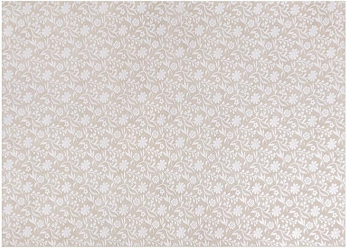 Vaukki 5x7 Area Rug for Living Room, Soft Fluffy Washable Modern Floral Indoor Floor Mat, Non Slip Shaggy Boho Accent Throw Carpet for Bedroom, Living Room, Nursery and Dining Room, Beige and White