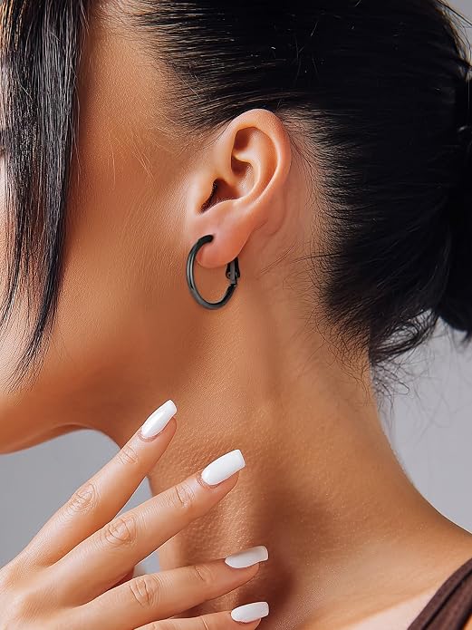 KeyStyle Gold Hoop Earrings for Women, Stainless Steel Hoops Earring Lightweight Loops, 2 mm Thick Hypoallergenic Circle Endless Thin Hoop (20/30/40/50/60/70/80/90/mm)