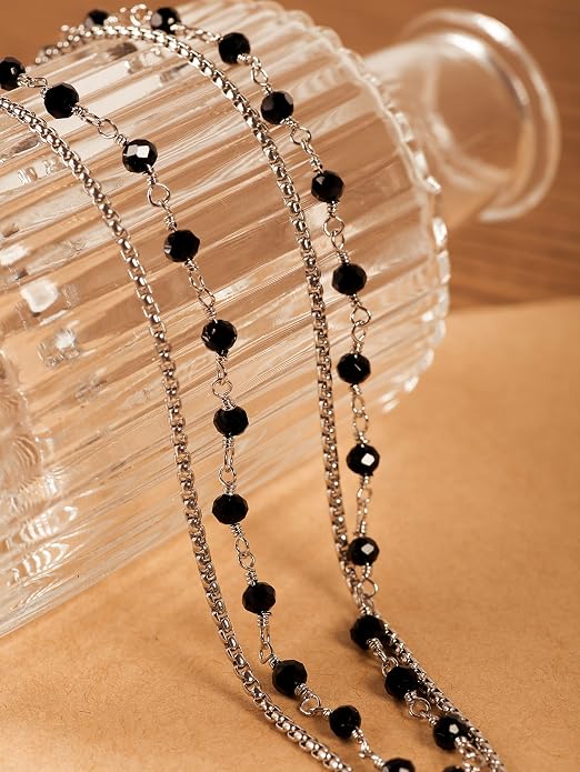 Sacina Gothic Boho Crystal Necklace, Layered Necklace, Black Choker, Gothic Choker, Christmas Jewelry Gift For Women