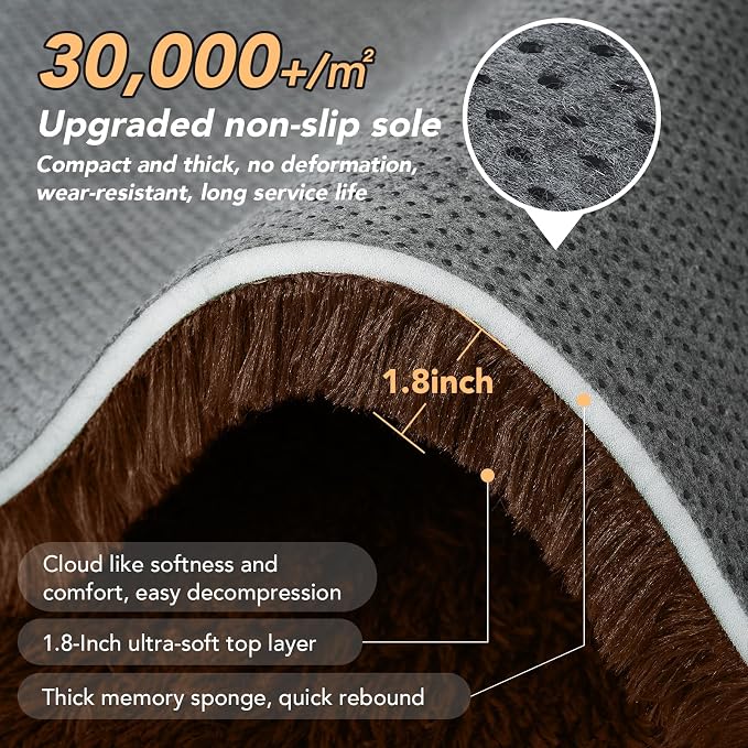 10x12 Brown Shag Area Rug for Living Room - Chocolate Brown Large Rugs | Hides Stains and Spills - Plush Underfoot - Durable and Long-Lasting - Effortless to Maintain