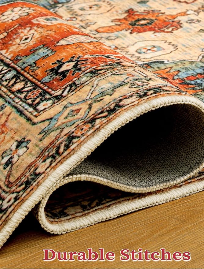SERISSA Runner Rug for Hallways, 3x12 Washable Non Slip Kitchen Runner Rug, Extra Long Boho Rug Ultra Soft Vintage Tribal Print Floor Carpet for Bedroom Hallway Entryway Bathroom Laundry Room