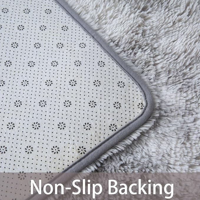 Grey Shag Area Rug 9x12 Living Room - Large Soft Carpet Tie-Dyed Light Gray | Modern Grey Style: Cool Neutral Grey Complements Any Sofa, Furniture, Or Decor - A Timeless Choice For Any Living Space
