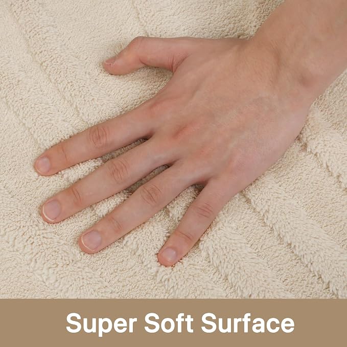 GENIMO Soft Washable Area Rugs 6x9, 3D Modern Wave Textured Rugs for Living Room, High-Low Pile Non Slip Fuzzy Carpet, Non-Shedding Stain Resistant Thin Beige Rugs for Bedroom, Dining Room, Nursery