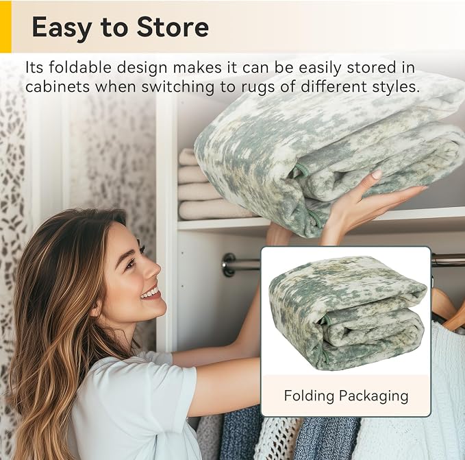 RELEANY Washable Area Rugs 7'x9' Non-Slip Modern Abstract Soft for Living Room Entryway Bedroom Kitchen, Print Pattern, Light Green/Yellow