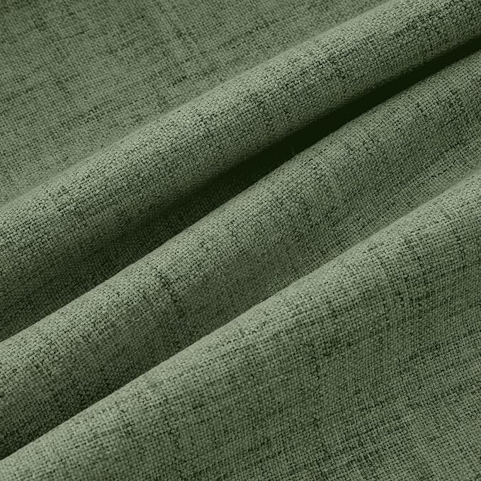 MIULEE 100% Blackout Linen Curtains 42 x 90 Inch Olive Green 2 Panels | Thermal Insulated, Room Darkening Drapes for Bedroom Living Room, Back Tab Rod Pocket Pinch Pleated, Solid Luxury Decor