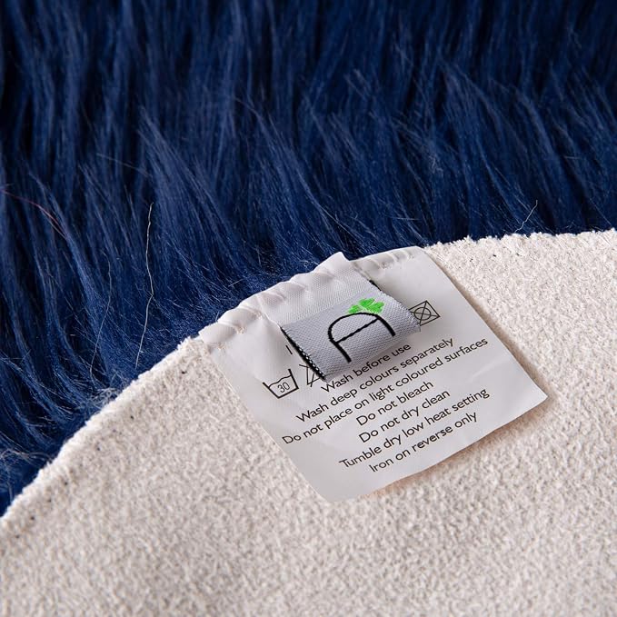 Ashler Faux Fur Rug, Fluffy Shaggy Area Rug Ultra Soft 2 x 3 Feet Sheepskin Fur Rug, Navy Blue Fuzzy Machine Washable Shag Rug, Nursery Decor Throw Rugs for Bedroom, Kids Room, Living Room