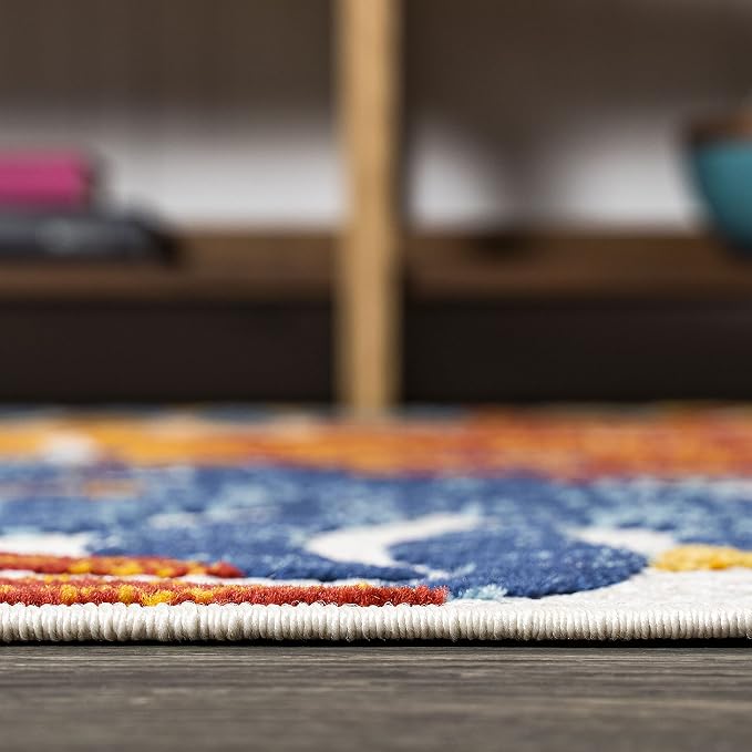 JONATHAN Y Tropics Palm Indoor Outdoor Round Area Rug 6 Ft Cream/Orange | Ships Rolled, Durable Flat Weave, Lays Flat for Backyard, Patio, Porch, Easy-Cleaning, High Traffic,Pet-Friendly,Non-Shedding