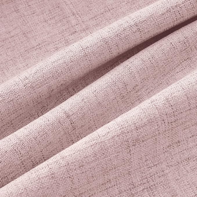 MIULEE 100% Blackout Linen Curtains for Bedroom 42 x 84 Inch Pink 2 Panels | Thermal Insulated, Room Darkening Drapes for Living Room, Back Tab Rod Pocket Pinch Pleated, Solid Luxury Decor