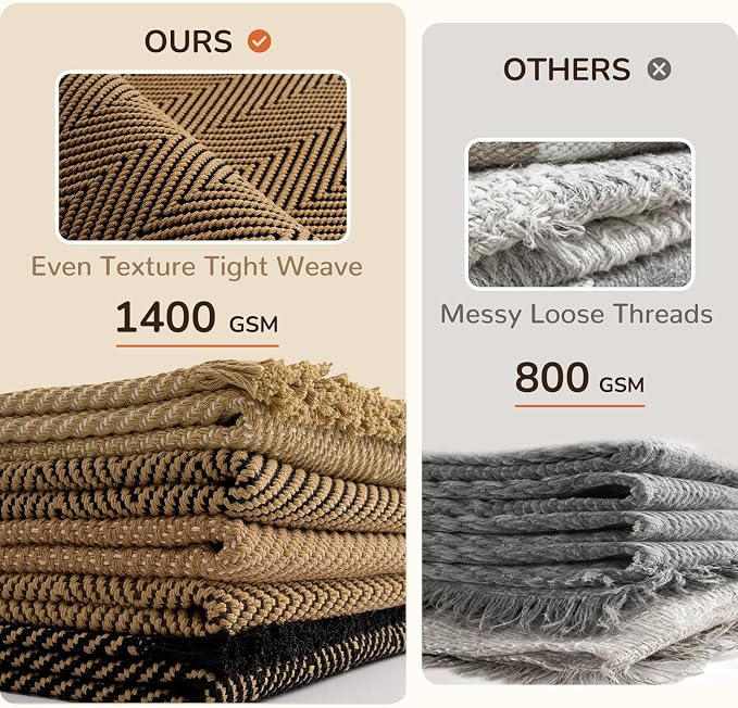 8x10 Washable Boho Area Rug with Tassels for Living Room Beige Black | Vacuum Friendly, Machine Washable, Non-Slip Rug, Modern Farmhouse Neutral Decor Carpet, Bedroom Dining Room Office Kitchen