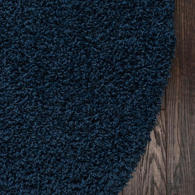 Unique Loom Solid Shag Collection Area Rug (5' 1" x 8' Oval, Sapphire Blue/ Navy Blue)