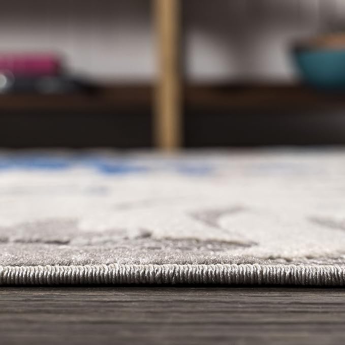 JONATHAN Y Tropics Palm Leaves Indoor Outdoor Area Rug 4X6 Gray/Blue | Ships Rolled, Durable Flat Weave, Lays Flat for Backyard, Patio, Porch, Easy-Cleaning, High Traffic,Pet-Friendly,Non-Shedding