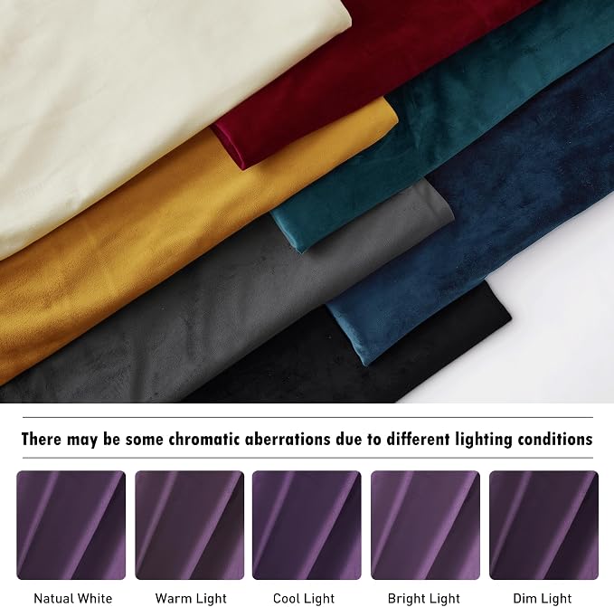 RYB HOME Purple Velvet Curtains for Bedroom Living Room, Thermal Insulated Privacy UV Heat Blocking Luxurious Soft Rod Pocket Back Tab Drapes for Nursery, 52" W x 72" L, 2 Panels