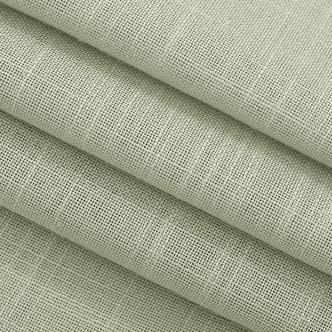 Linen Blend Sage Green Curtains 63 inch Length 2 Panels for Bedroom Back Tab Light Filtering Semi Sheer Drapes Linen Cotton Textured Light Green Airy Modern Farmhouse Living Room Sage Aesthetic Decor
