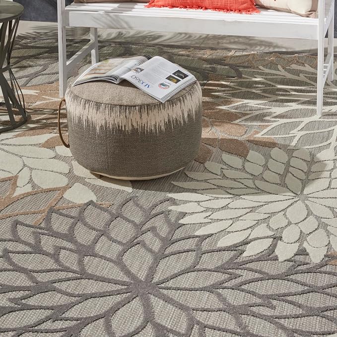 Nourison Home Aloha Natural 7'10" x 10'6" Area Rug - Easy Clean, Non Shedding, Bed Room, Living Room, Dining Room, Kitchen (8' x 11')